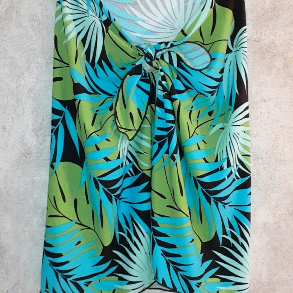 Blue green black  tropical print SWIMSUIT Coverup Pareo Wrap